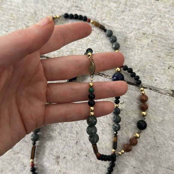 Vintage Mix Real Stone Beaded Necklace 32” - Picture 4 of 5